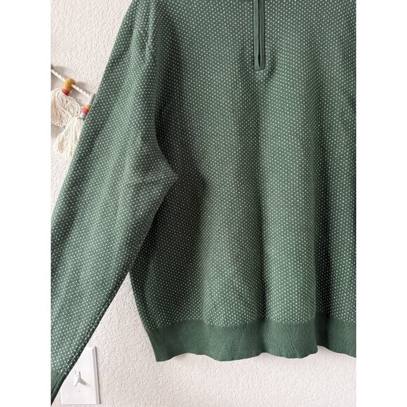 Bonobos Washable Cotton Cashmere Green Printed Half Zip Sweater Golf Preppy XL - Picture 6 of 9